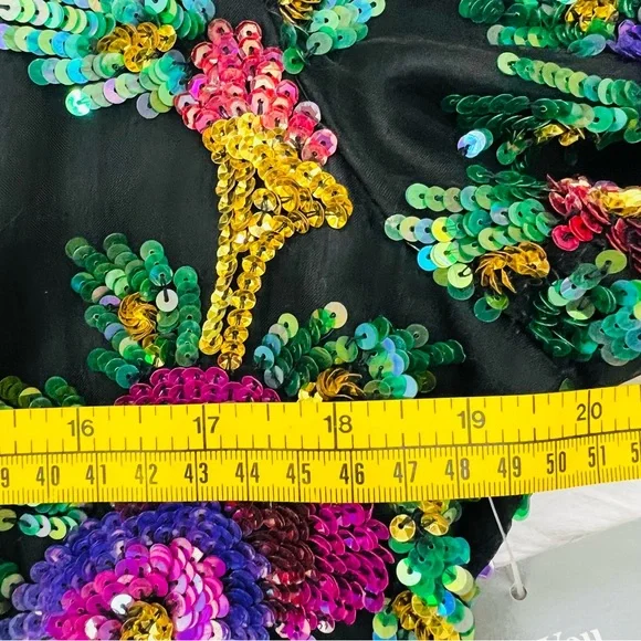 Laurence Kazar Vintage Tags Attached Sequined Floral Silk Blend Top - Picture 13 of 16